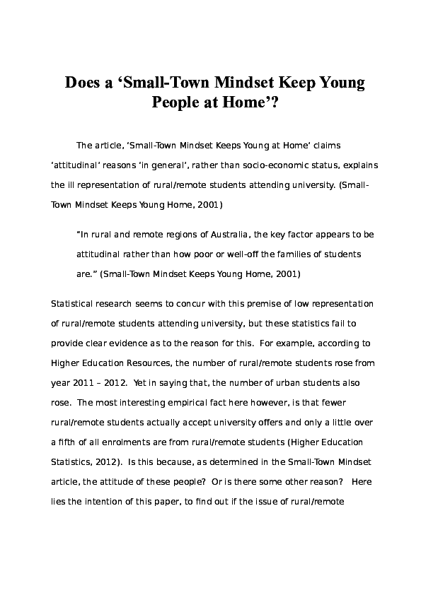 (DOC) Aboriginal Australians and SmallTown Mindset Gayle Randall