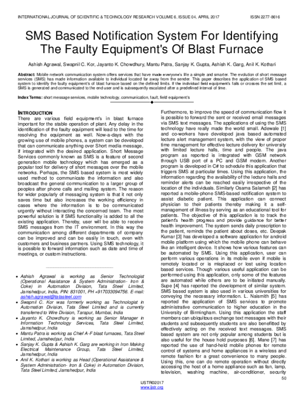 (PDF) SMS Based Notification System For Identifying The Faulty ...