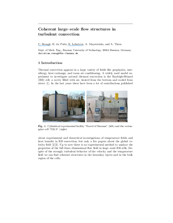 (PDF) Coherent large–scale flow structures in turbulent convection