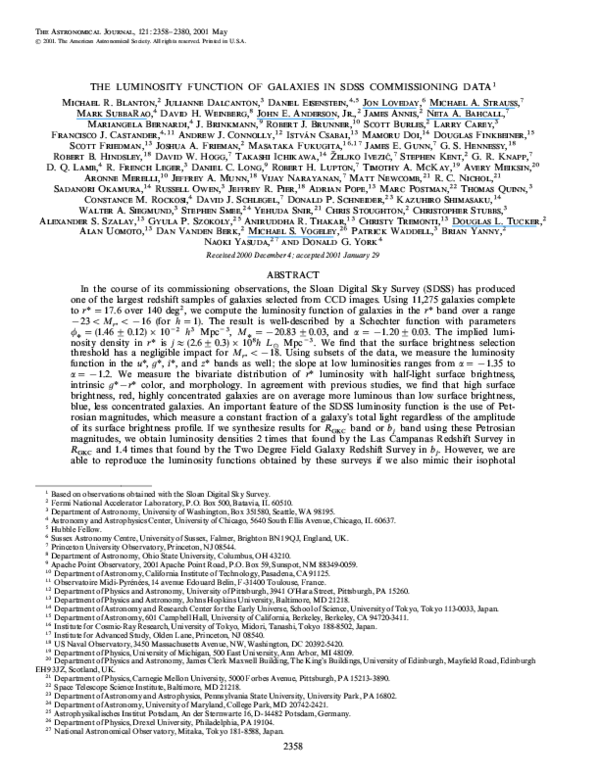 (PDF) The Luminosity Function of Galaxies in SDSS Commissioning Data ...