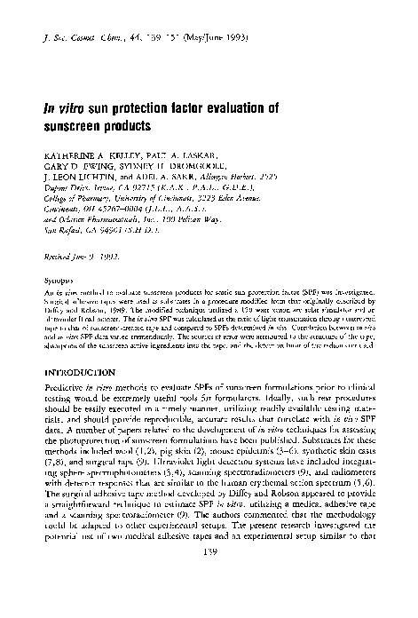 (PDF) In vitro sun protection factor evaluation of sunscreen products