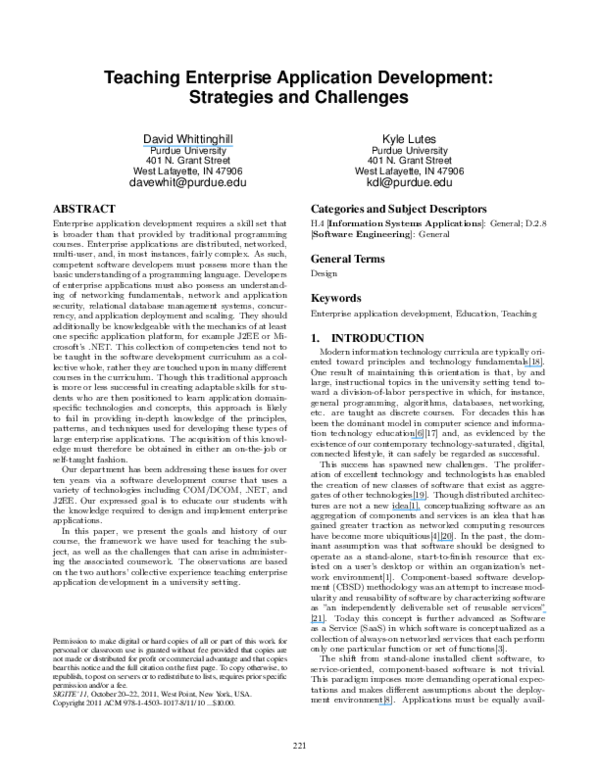 (PDF) Teaching enterprise application development