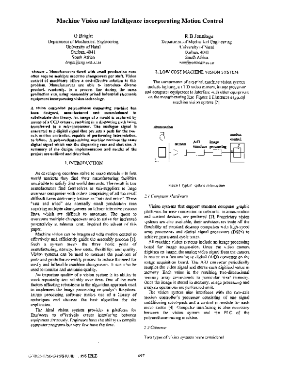 (PDF) Machine vision and intelligence incorporating motion control
