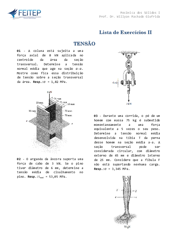 (PDF) Resistência dos Materiais - Lista Resolvida, Hibbler