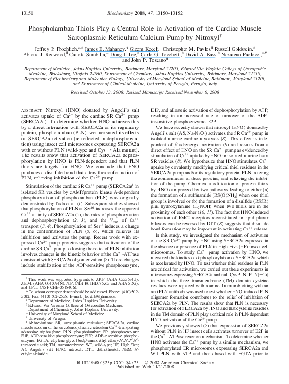 (PDF) Phospholamban Thiols Play a Central Role in Activation of the ...