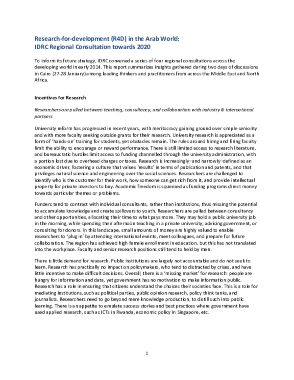 (PDF) Research-for-development (R4D) in the Arab World: IDRC Regional ...