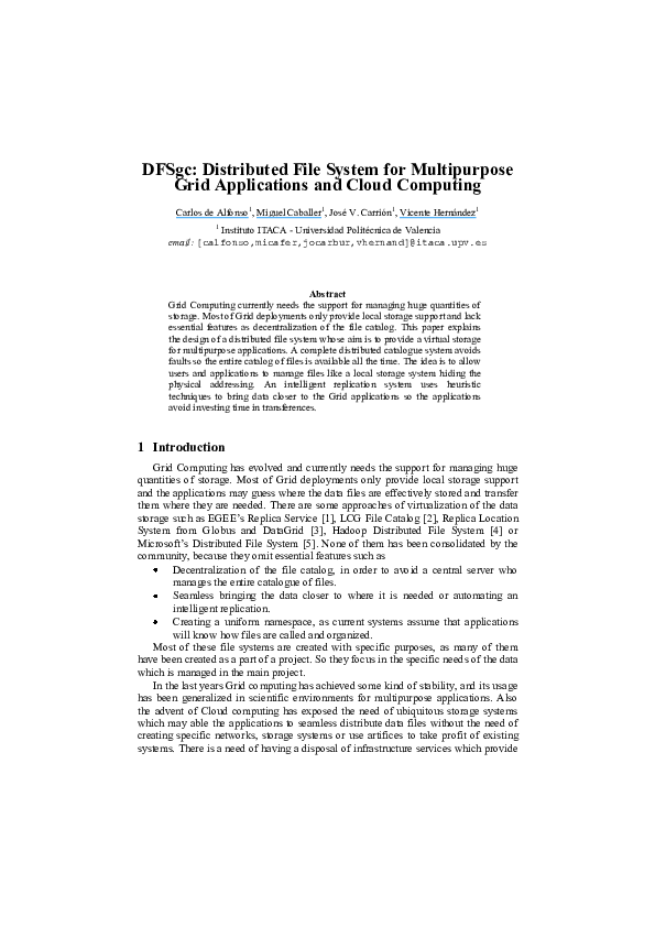 (PDF) DFSgc: Distributed File System for Multipurpose Grid Applications ...
