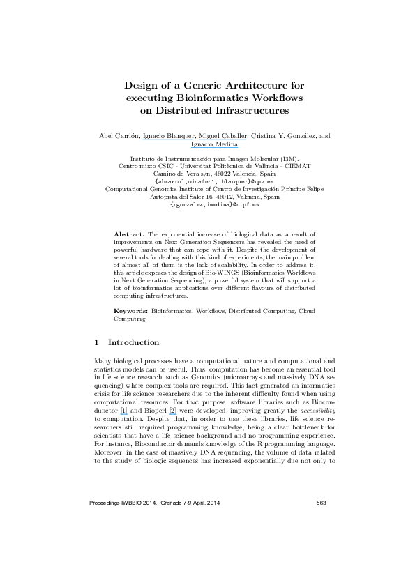 (PDF) Design of a Generic Architecture for executing Bioinformatics ...