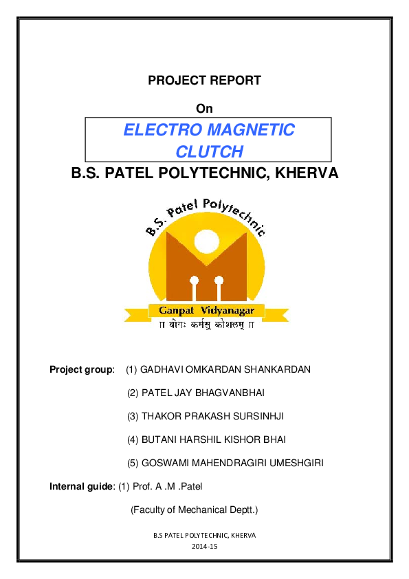 (PDF) ELECTRO CLUTCH Rohit Tejwani Academia.edu