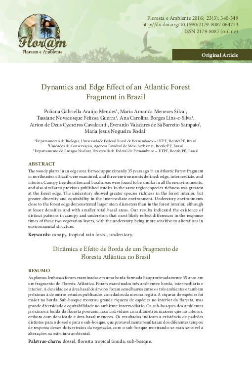(PDF) Dynamics and Edge Effect of an Atlantic Forest Fragment in Brazil