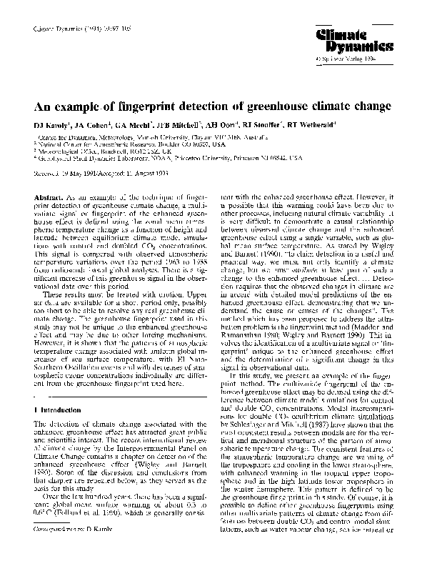 (PDF) An example of fingerprint detection of greenhouse climate change