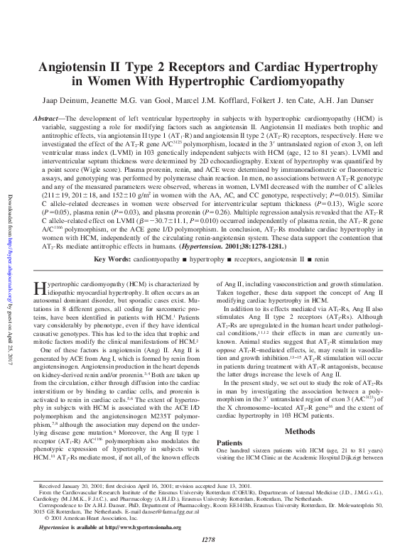 (PDF) Angiotensin II Type 2 Receptors and Cardiac Hypertrophy in Women ...