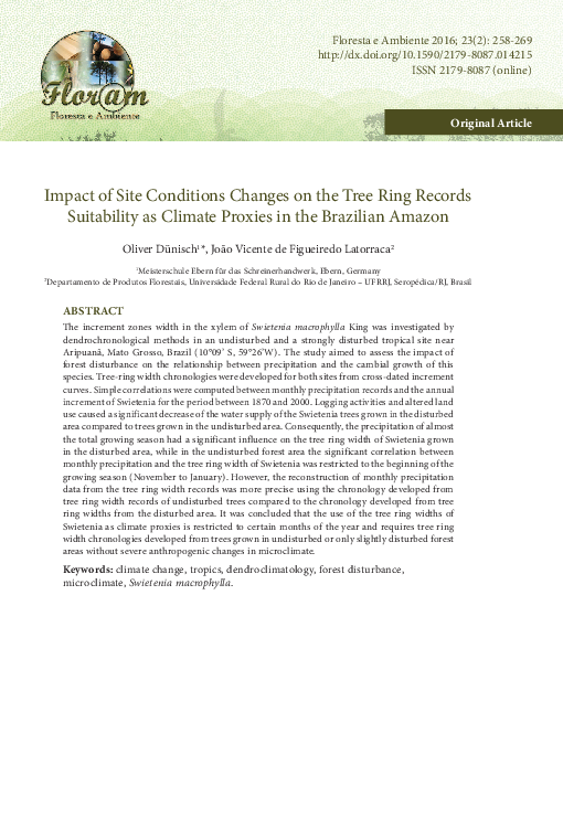 (PDF) Impact of Site Conditions Changes on the Tree Ring Records ...