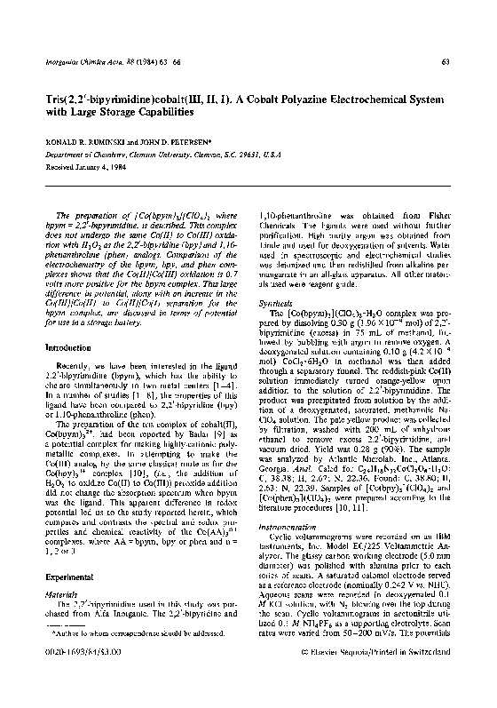 (PDF) Tris(2,2′-bipyrimidine)cobalt(III, II, I). A cobalt polyazine ...