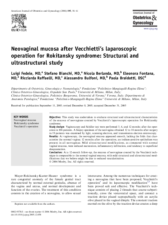 (PDF) Neovaginal mucosa after Vecchietti's laparoscopic operation for