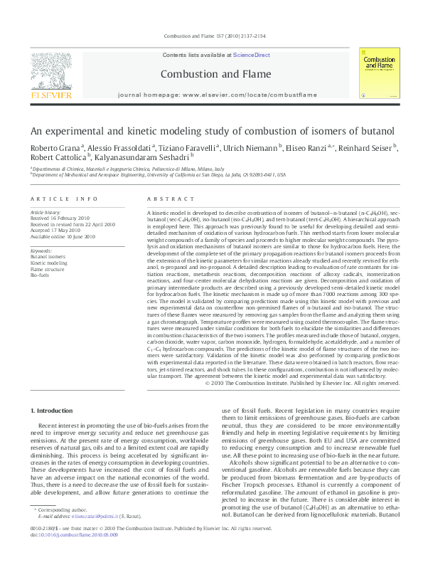 (PDF) An experimental and kinetic modeling study of combustion of ...