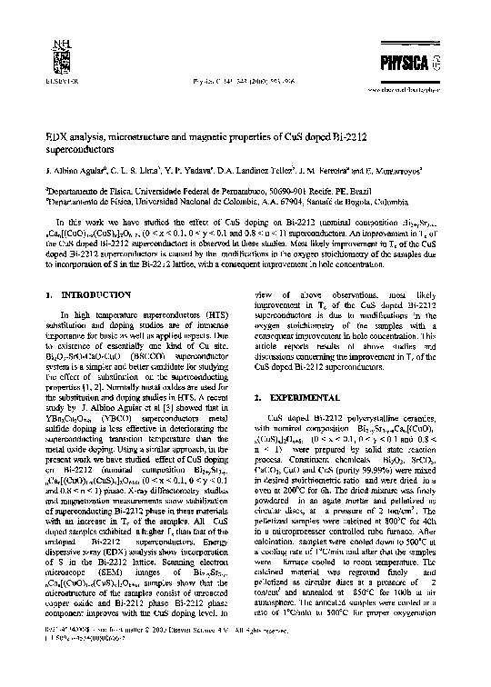 (PDF) EDX analysis, microstructure and magnetic properties of CuS doped ...