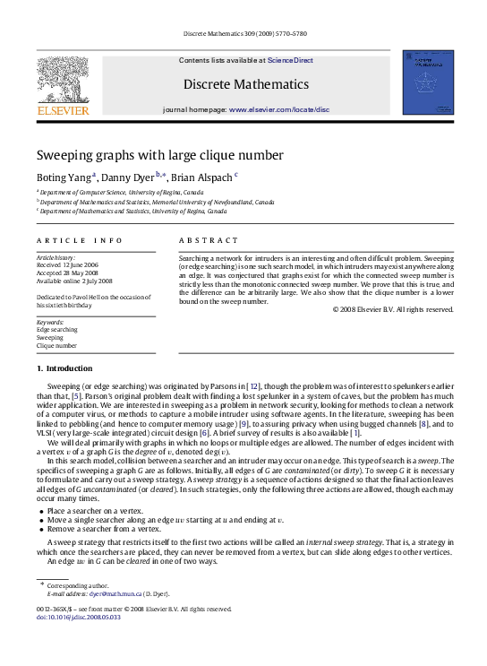 (PDF) Sweeping Graphs with Large Clique Number