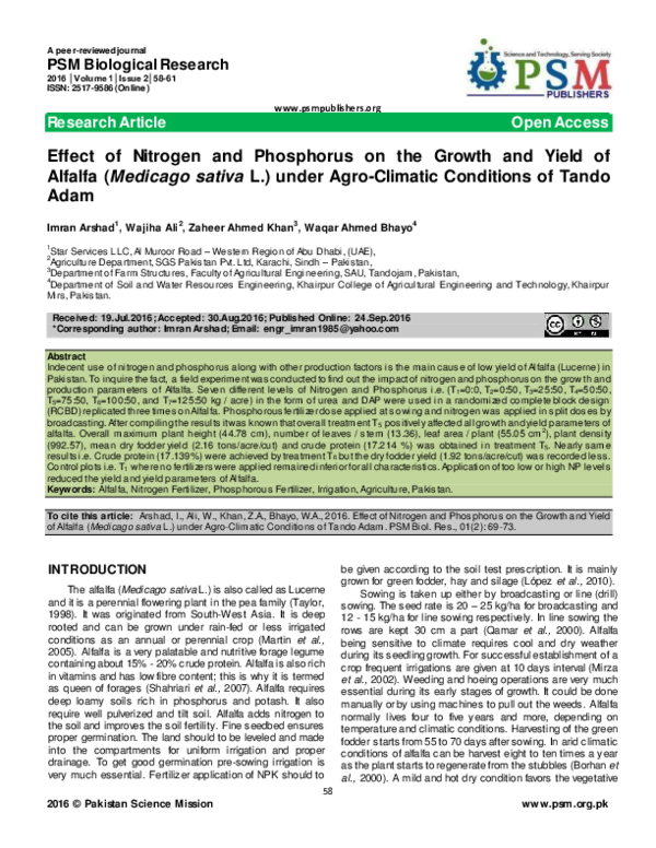 (PDF) Effect of nitrogen and phophorus on growth and yield of Alfalfa.pdf