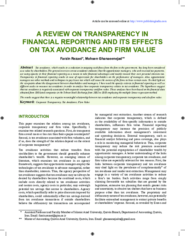 (PDF) A review on transparency in financial reporting and its effects ...