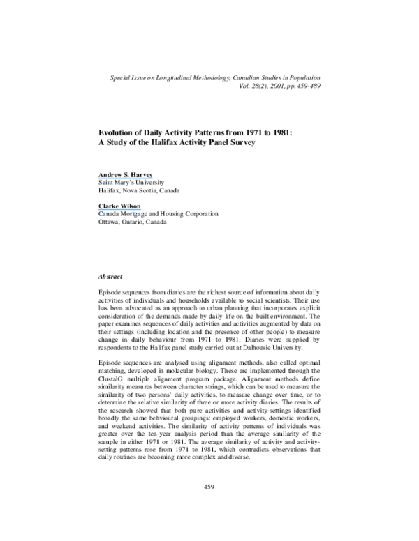 (PDF) Evolution of Daily Activity Patterns from 1971 to 1981: A Study ...