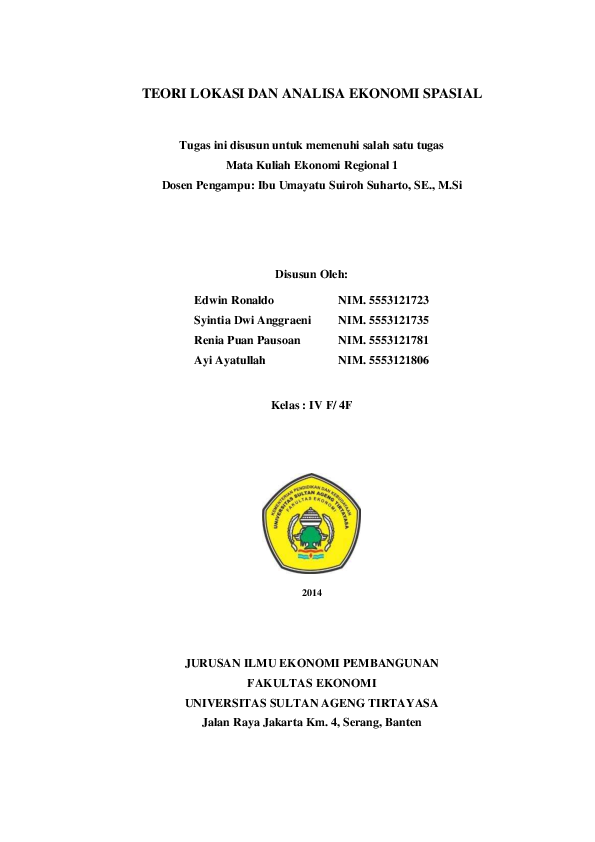 Pdf Teori Lokasi Dan Analisa Ekonomi Spasial