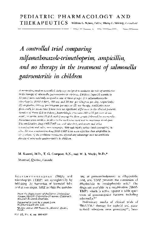 (PDF) A controlled trial comparing sulfamethoxazoletrimethoprim