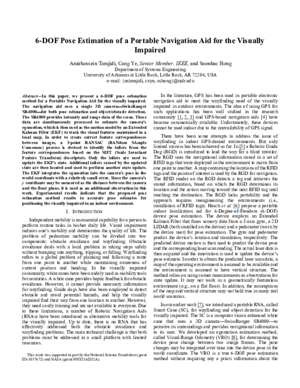 (PDF) 6-DOF pose estimation of a Portable Navigation Aid for the ...