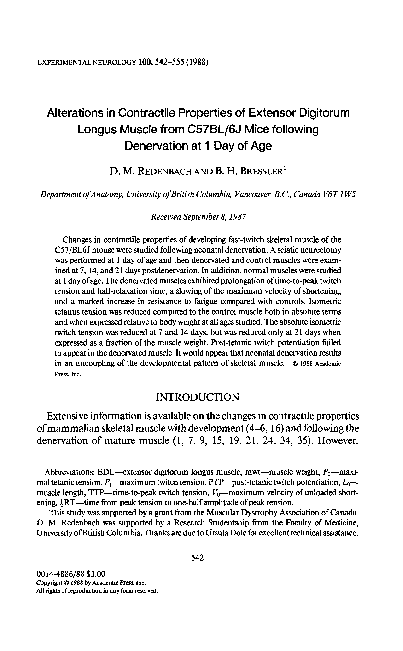 (PDF) Alterations in contractile properties of extensor digitorum ...