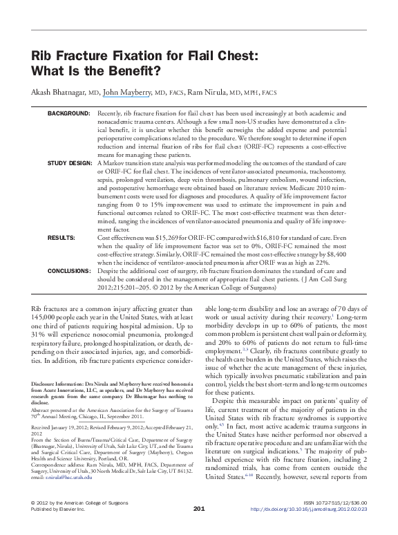 (PDF) Rib Fracture Fixation for Flail Chest: What Is the Benefit?