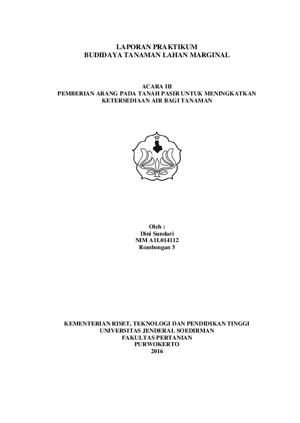 (PDF) LAPORAN PRAKTIKUM BUDIDAYA TANAMAN LAHAN MARGINAL | Dini Sundari