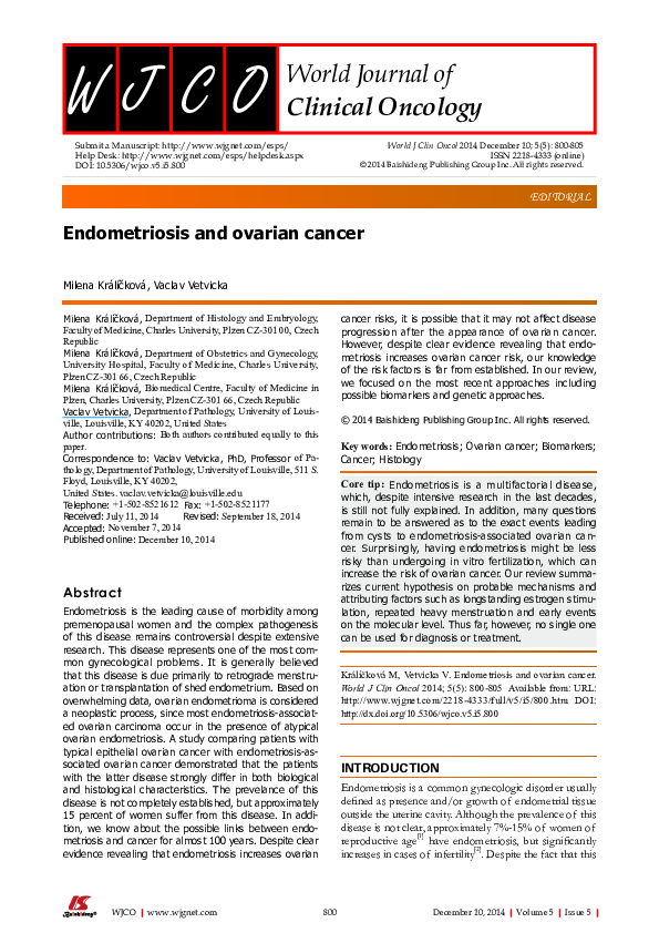 (PDF) Endometriosis and ovarian cancer