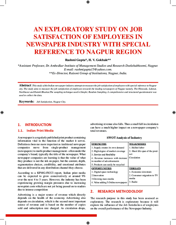(PDF) AN EXPLORATORY STUDY ON JOB SATISFACTION OF EMPLOYEES IN ...