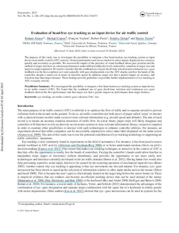 (PDF) Evaluation of head-free eye tracking as an input device for air ...