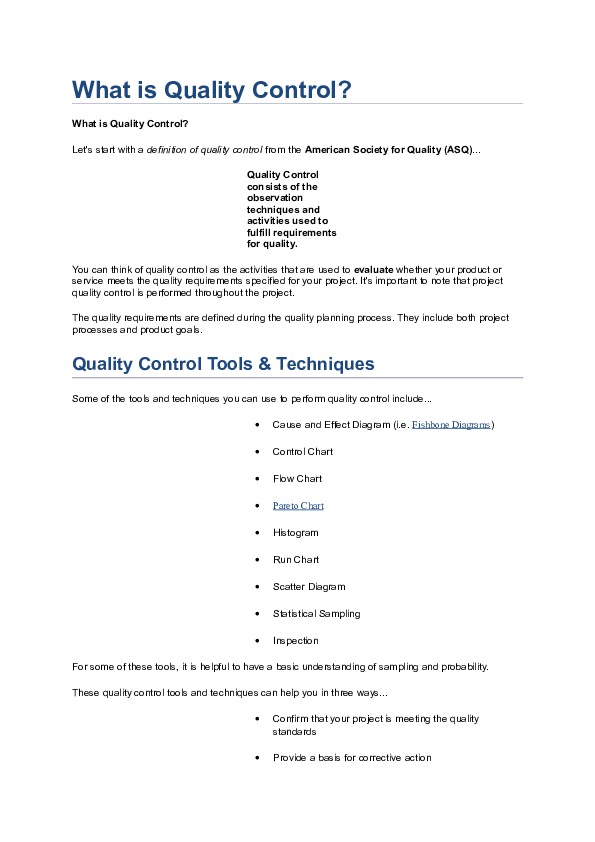 (DOC) Qaulity planning and control summary