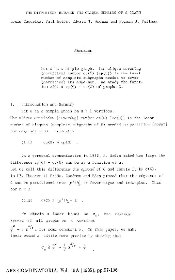 (PDF) The difference between the clique numbers of a graph