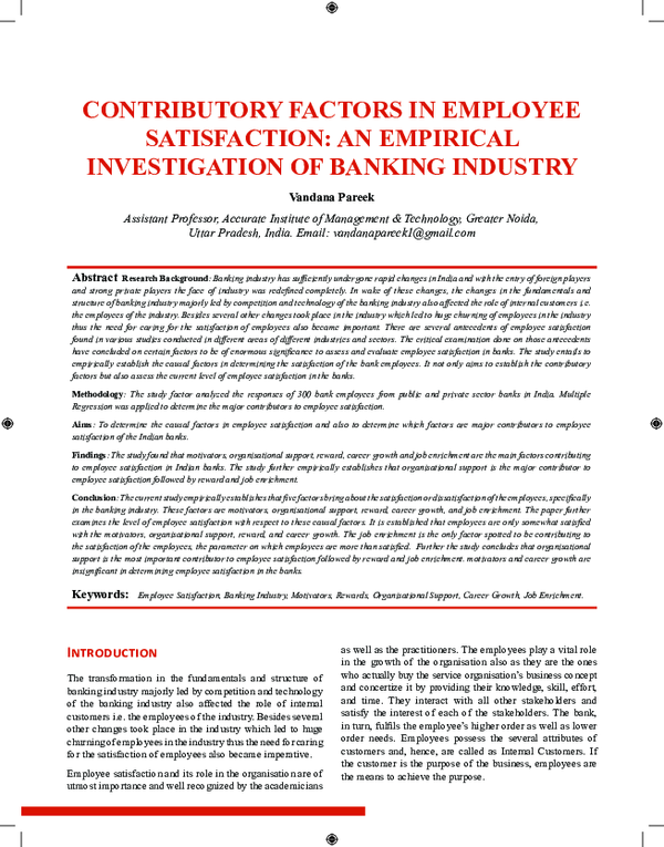 (PDF) Contributory FaCtors in EmployEE satisFaCtion: an EmpiriCal ...