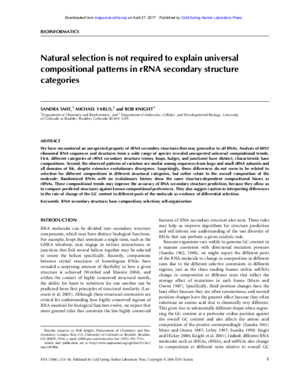 (PDF) Natural selection is not required to explain universal ...