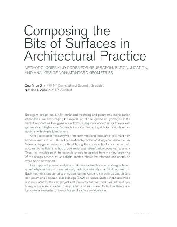 (PDF) Composing the Bits Of Surfaces in Architectural Practice Onur Y