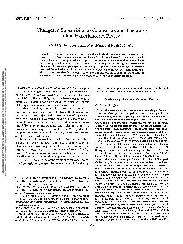 (PDF) Effects of Experience on Counselor Trainee's Needs