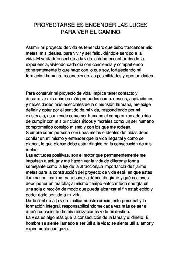 (PDF) PROYECTARSE ES ENCENDER LAS LUCES PARA VER EL CAMINO