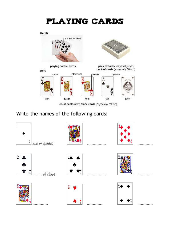 (PDF) Vocabulary related to playing cards