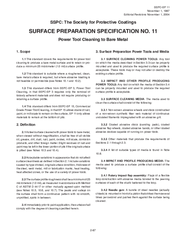 (PDF) SSPC SP11 Power Tool Cleaning Specification Luís Pires