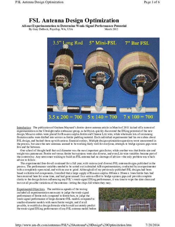 (PDF) FSL Antenna Design Optimization All-out Experimentation to