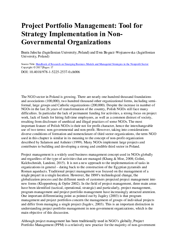 (PDF) Project Portfolio Management Tool for Strategy Implementation in