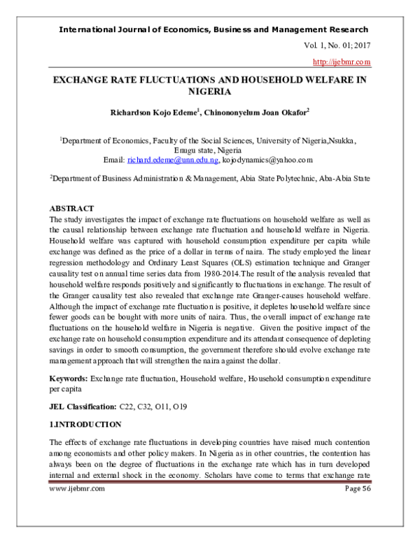 (PDF) EXCHANGE RATE FLUCTUATIONS AND HOUSEHOLD WELFARE IN NIGERIA