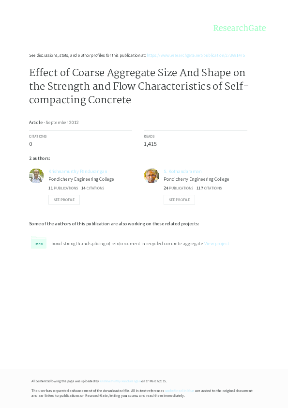 (PDF) Effect of Coarse Aggregate Size And Shape on the Strength and ...