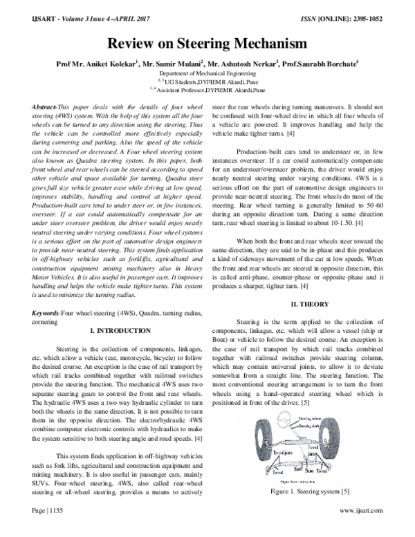 Four wheel steering system journal pdf picture