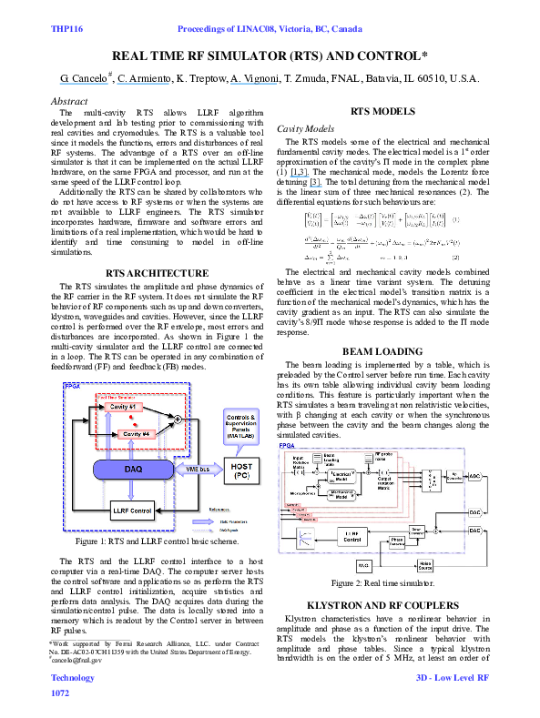 (PDF) Real Time RF Simulator (RTS) and control
