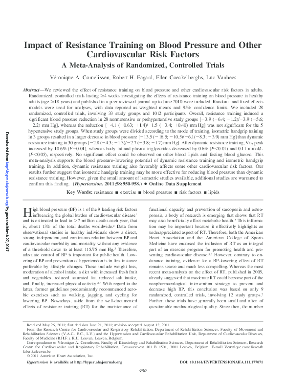 (PDF) Impact of Resistance Training on Blood Pressure and Other ...